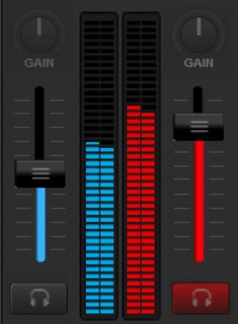 VOLUME - VU Meters Use the Volume faders to control the volume of each one of the available mixer s channels.