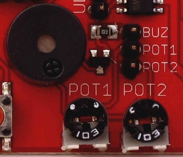 Potentiometers and Buzzer Potentiometers situated on the board enable to generate any chosen voltage between 0 and 5V.