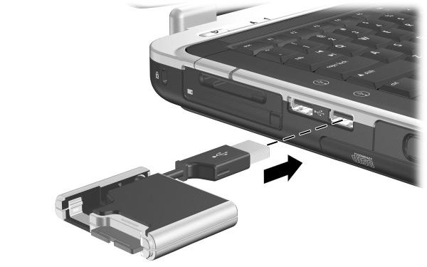 Drives 2. Insert the connector on the USB cable into the USB port on your notebook.