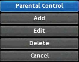 Adjust Closed Captioning, Audio, and Video 4. Select the Parental Control option: 5. Press OK. The Parental Control interface appears for the user. 6.