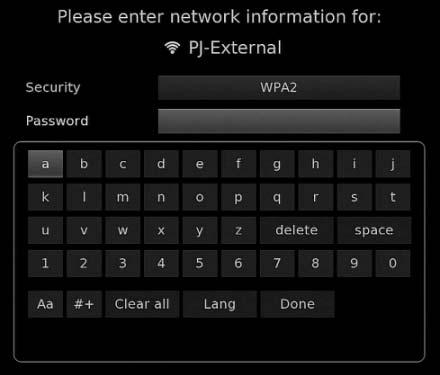 Chapter --Using WiFi Networks 6. Select Password, press OK to display the soft keypad, and enter the network password: Note: The network security type determines user credentials.