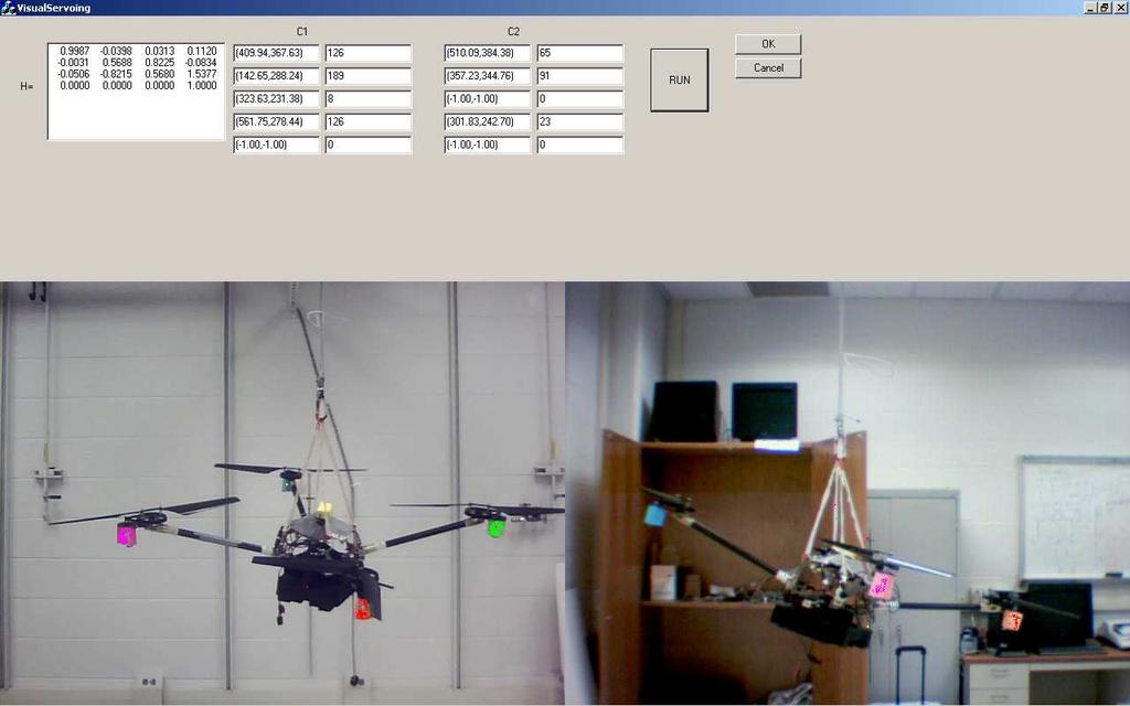 XU: UAV POSITION AND ATTITUDE SENSORING IN INDOOR ENVIRONMENT USING CAMERAS 5 Fig. 3. Program snapshot Locate the camera in planed orthgonal position.