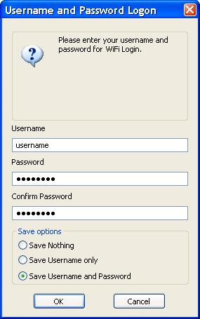 Username and Password Logon Window Click Tools > Sprint WiFi Login to open the Username and Password Logon window. 1. Enter your user name in the Username field. 2.