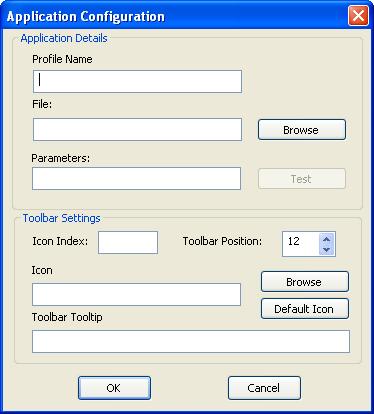 The Application Configuration Window This window allows you to select an application to be added to the list of launched applications in the App Launcher settings tab or to edit the settings Sprint