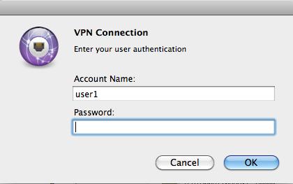 ` Figure 29 Remote Working (VPN) Connection login screen 2. Enter the password that was created for this user and click OK.