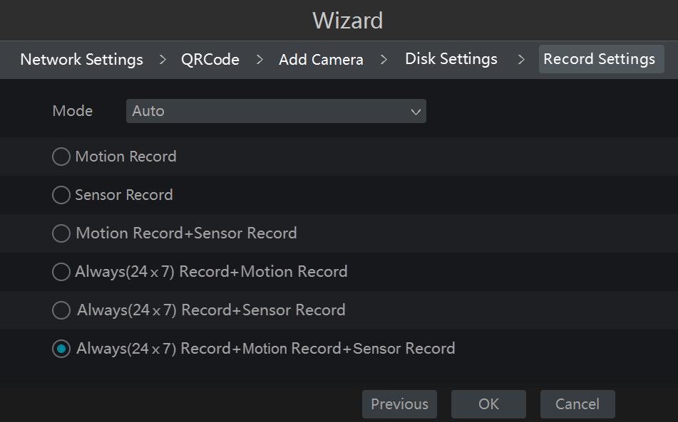 Wizard & Main Interface 7 Record Settings. Two record modes are available: auto and manual.