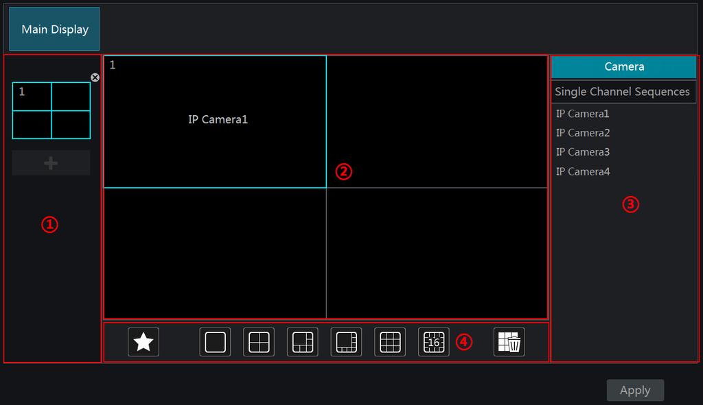 Live Preview Introduction 2 Double click one camera group on the right side of the interface. The cameras in the group will start camera group view one by one in the selected camera window.