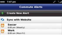 Commute Alerts You can set up traffic alerts (20 maximum) for frequent commutes.