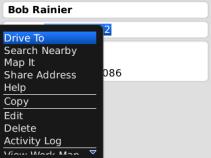 Your Navigator Deluxe Options from BlackBerry Address Book You can interact with Your Navigator Deluxe from your BlackBerry Address Book. While viewing your Contacts list, press the Menu key.
