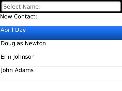 Choose Submit to get navigation directions. Contacts Quickly find addresses that you have saved in your BlackBerry Address Book.