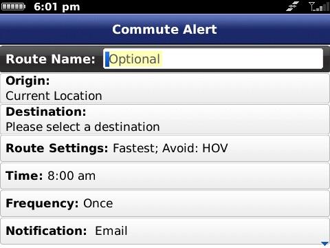 Commute Alerts You can set up traffic alerts (20 maximum) for frequent commutes. Get an email that gives you traffic information and estimated delay time for the route that your specify.
