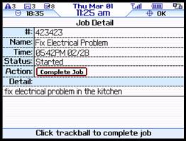 TeleNav Track v3.2 User s Guide for BlackBerry 8800 4 Once you have completed the job, select the Complete Job button.