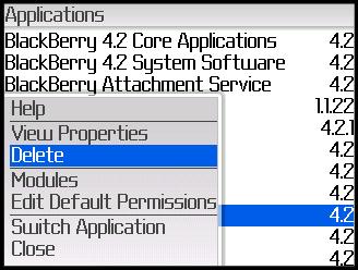 troubleshooting purposes. This section will walk you through uninstalling TeleNav Track on your BlackBerry.