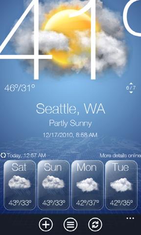 Weather On your device, you can check the current weather as well as weather information for the next four days of the week.