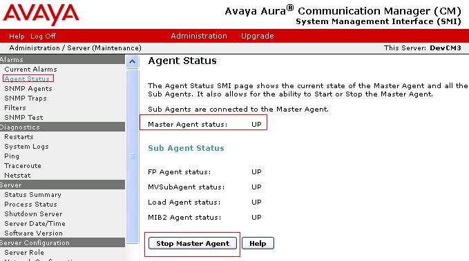 5.4. Configure SNMP Agent. The VE6023 uses SNMP to monitor the Communication Manager for updated information on the Avaya IP deskphones. This section describes the steps to configure a SNMP Agent.