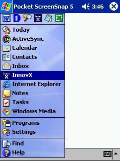 5. Start the Innov-X Systems Software by selecting the Start Menu from the upper left hand corner of the ipaq screen.