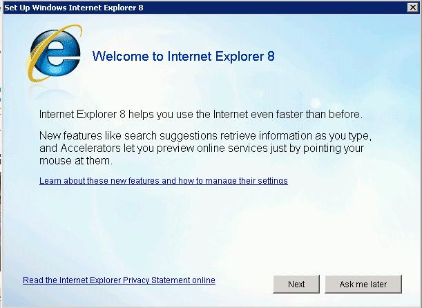 INTERNET EXPLORER - PREVENT IE WELCOME MESSAGE Prevent the following pop-up from occurring when opening Internet Explorer: Go to Local
