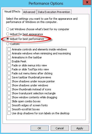 Click on the radio button Adjust for best performance.
