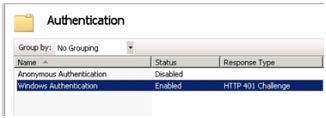 The SourceCharts Home window opens in the center pane. 5. Double-click Authentication in the IIS section.