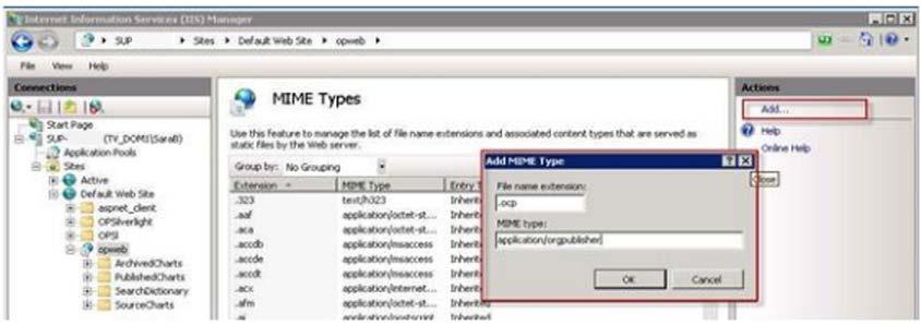 Disabled Windows Authentication Enabled Figure 41. Setting the MIME Type 1. In the Connections pane, select opweb. 2.