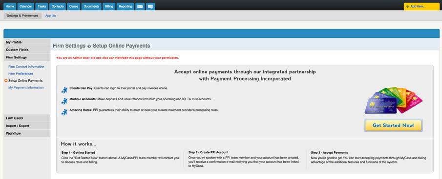 PayPros Integration To accept online payments with PayPros: Click on your name next to the search box In the drop-down select Settings In the left-hand menu, click on Firm Settings Click Setup Online