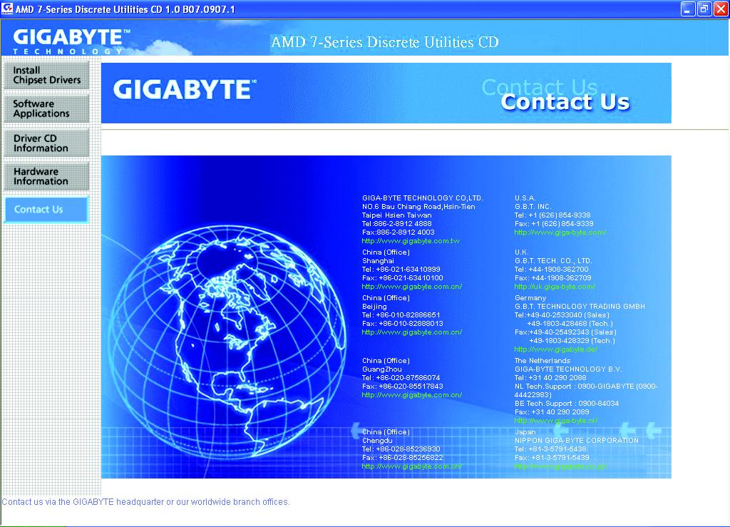 3-5 Contact Us Check the contacts information of the GIGABYTE