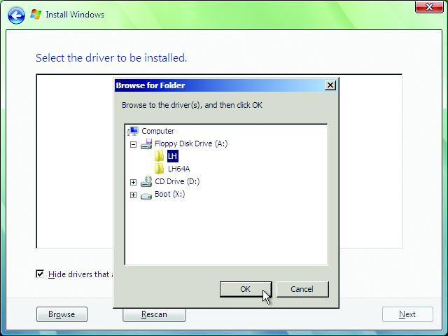 B. Installing Windows Vista (Note) (The procedure below assumes that only one RAID array exists in your system.