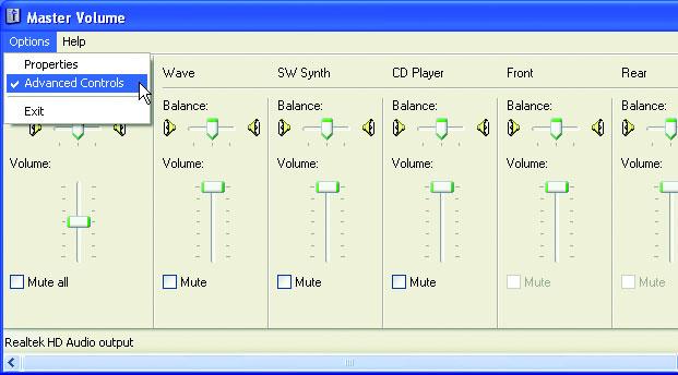 Step 6: To raise the recording and playing sound for the microphone, go to Options in Master Volume and select
