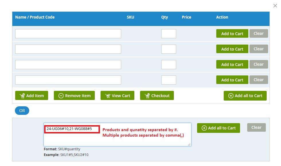 Multiple SKU Box Configuration: Enabled : Set Yes to enable the multiple SKU options for the customers to add the products by providing the sku s with respective quantity