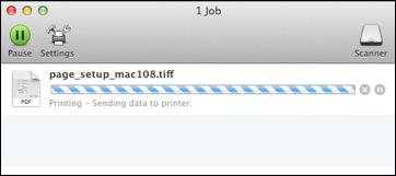 Checking Print Status - OS X During printing, you can view the progress of your print job, control printing, and check ink status. 1. Click the printer icon when it appears in the Dock.