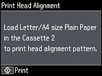 6. Select Print Head Alignment and press the OK button. 7. Press the start button to print an alignment sheet. Note: Do not cancel printing while you are printing a head alignment pattern. 8.