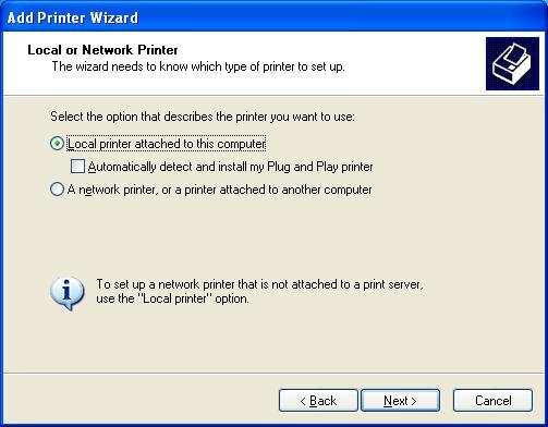 2. Click on the File Menu > Add Printer. 3. Click on Next on the Add Printer Wizard page. 4.