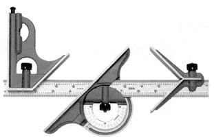 round workpiece Protractor head: Used to set the rule at a desired angle to an edge of a workpiece.