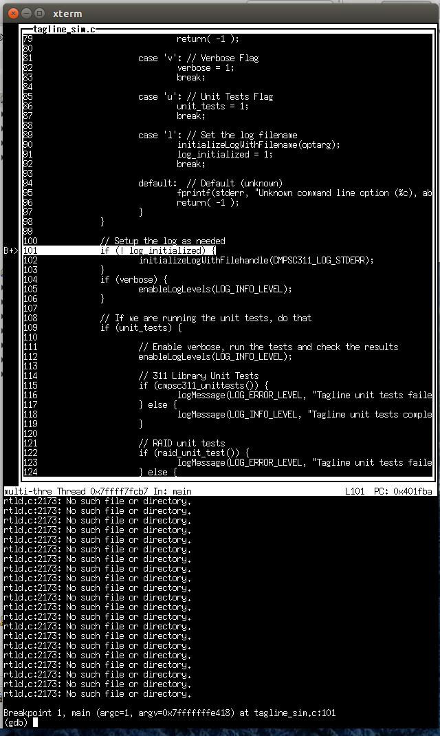 Gdb with a user interface You can also get a simple terminal interface by starting the debugger