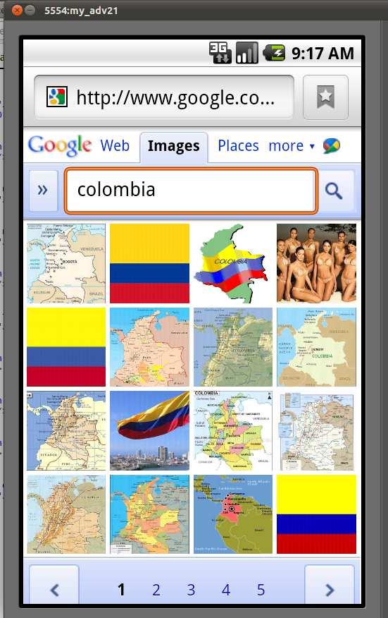 2.2. Web Image Retrieval on Mobile Devices 19 Figure 2.1: Web image results for the query colombia in the Android platform. list of links are included to allow the page list navigation.