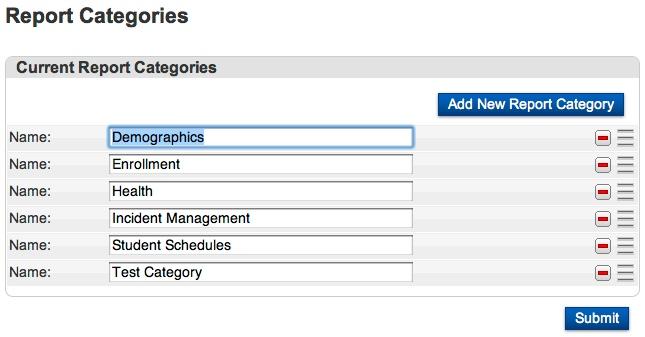 Categories Organize reports by type System >
