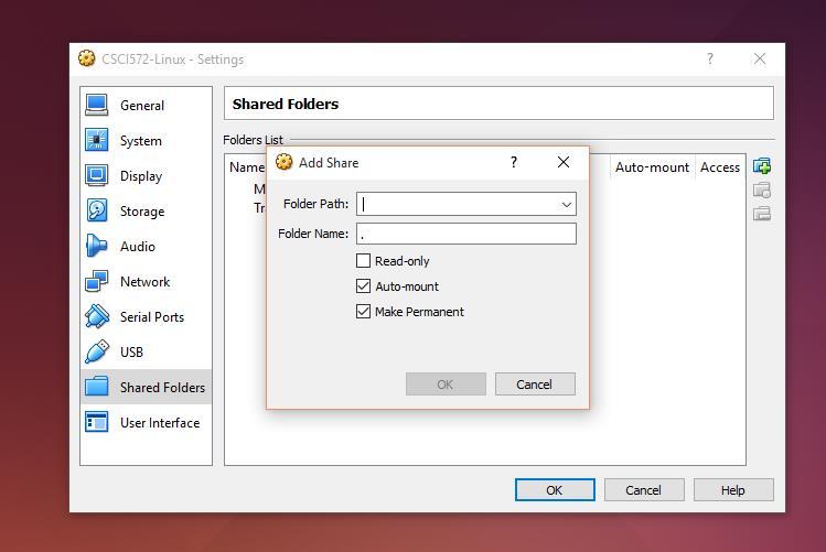 16. Once you have specified the shared directory, it is time to mount it inside the guest OS.