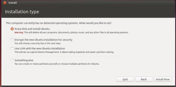 Follow the prompts to install Ubuntu. Select Location and Language.
