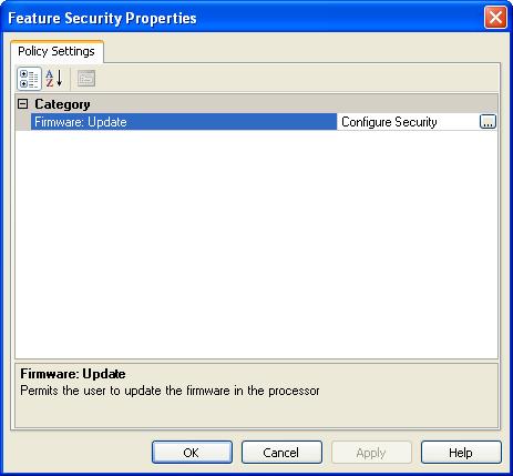 Chapter 3 Configure ControlFLASH Policy in FactoryTalk Policies 3. Double-click Feature Security.
