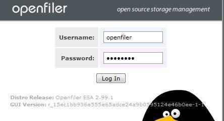 Configuring OpenFiler as an iscsi target Once you have correctly installed OpenFiler, you will be able to access the web administration interface.