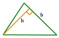 where, is the length of the base of the triangle. is the height of the triangle. Note: The base can be any side of the triangle.