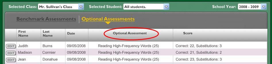 Click the Cancel button to leave the Optional Assessment Data Profile without saving any of the data you entered.
