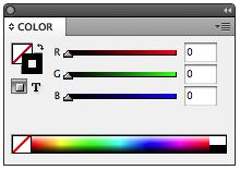 InDesign includes 10 default color options within the Swatches Palette (Fig.12). These colors are selected from the two common color models: RGB and CMYK.