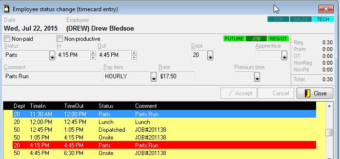 19. Close the timecard On Your Own 20. Add a Lunch entry for Nick on the 19 th from 11:45 to 12:45 21.