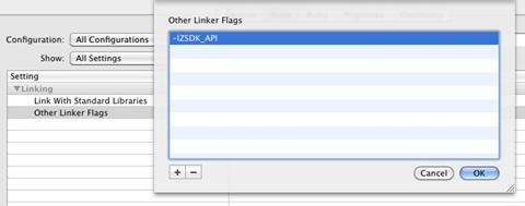 924/lib Note: DO NOT tick the Recursive option. 7. Click OK. 8. Locate the Other Linker Flags subheading and add the item -LZSDK_API.