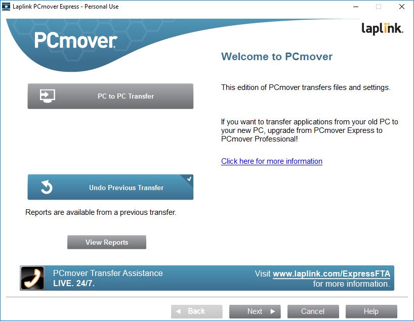 Undoing a Transfer PCmover allows you to restore your new PC to its original state before the transfer. If you wish to undo your transfer, please start PCmover on your new PC and follow the screens.