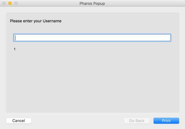 The Pharos Popup will open and prompt you to enter your username.