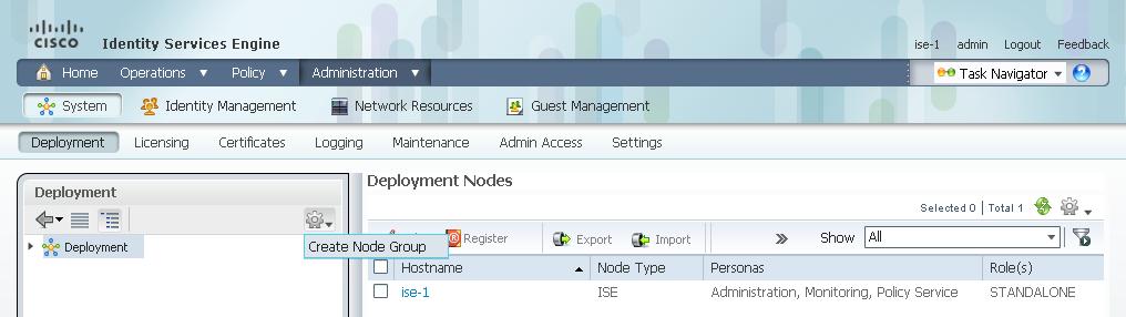 A pop-up window lets you know the group was created successfully. Click OK. Procedure 4 Configure Cisco ISE deployment nodes Step 6: In the Deployment pane on the left, expand Deployment.