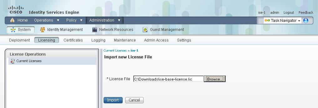 Procedure 5 Install Cisco ISE license Procedure 6 Configure network devices in Cisco ISE Cisco ISE comes with a 90-day demo license for both the Base and Advanced packages.