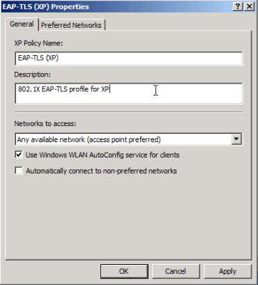 Step 20: In the Networks to access list, choose Any available network (access point preferred). Step 27: In the Authentication Mode list, choose User or Computer authentication.